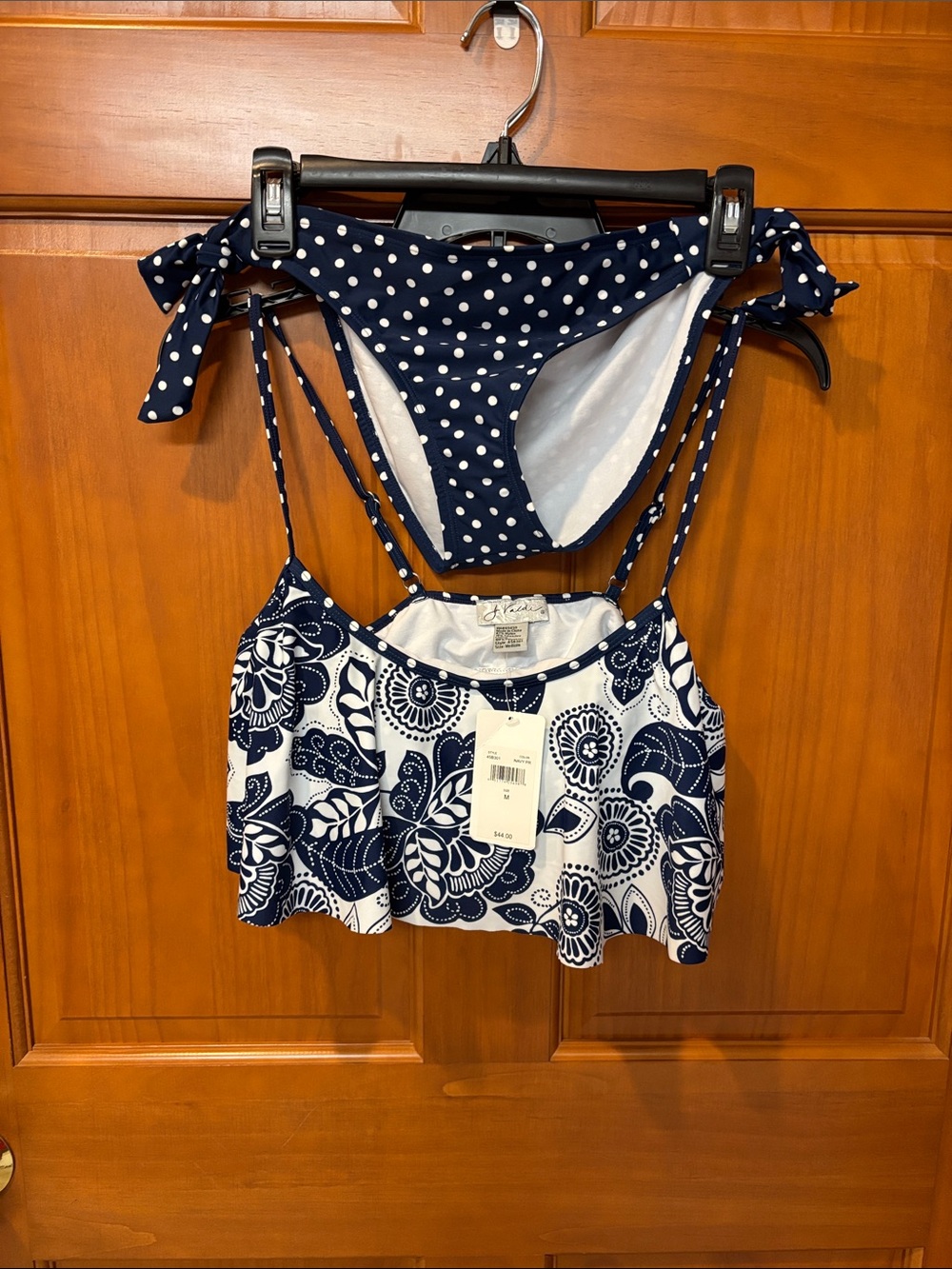 Floral & Polka Dot Navy Two-Piece Bikini Set